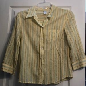 Yellow pin stripe button up top
